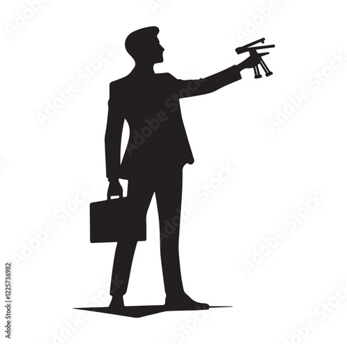 male architect pose silhouette vector illustration