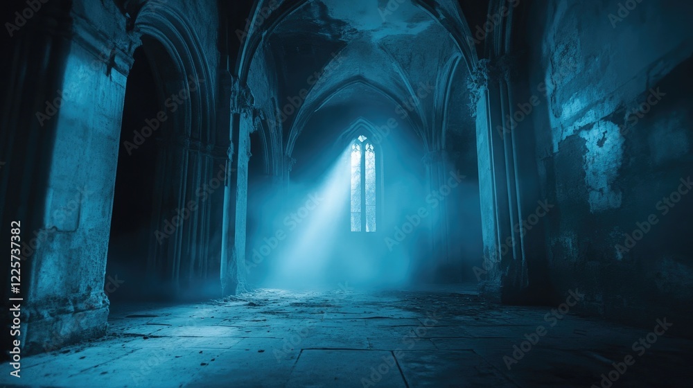 haunted castle interior on creepy spooky night. haunted castle interior on creepy spooky night.