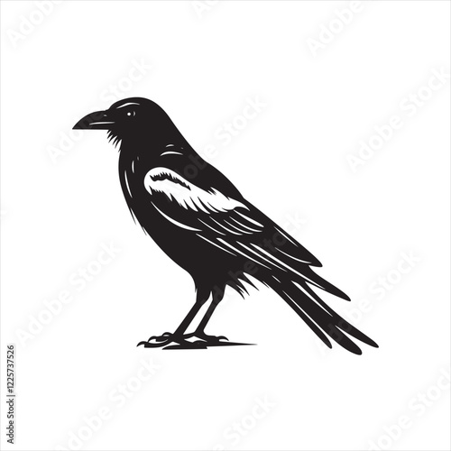 Minimalist Black Raven Silhouette Vector Icon for Cricut Projects