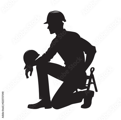 male architect pose silhouette vector illustration