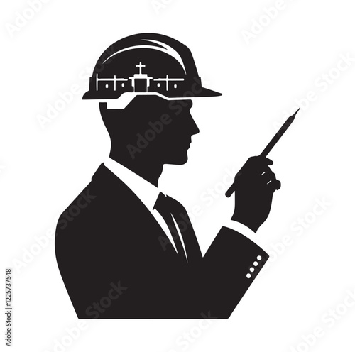 male architect pose silhouette vector illustration