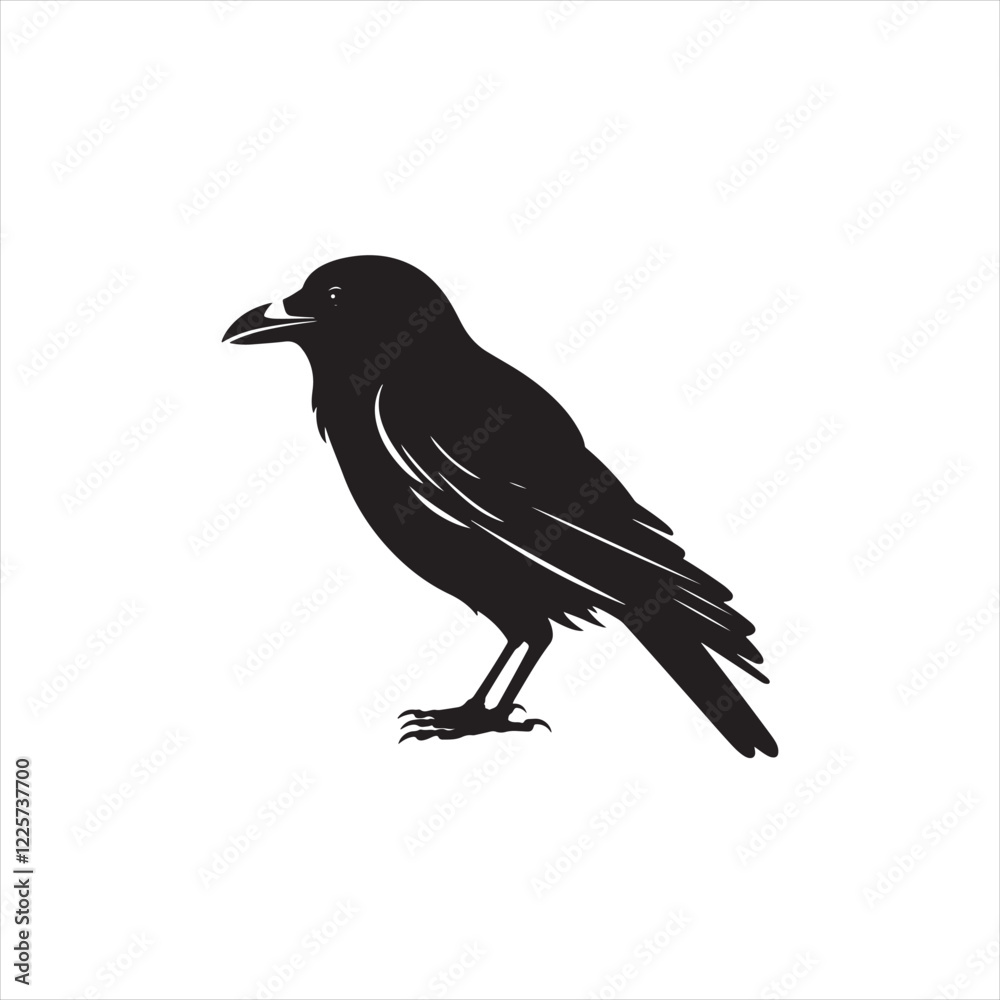 Minimalist Black Raven Silhouette Vector Icon for Cricut Projects Minimalist Black Raven Silhouette Vector Icon for Cricut Projects