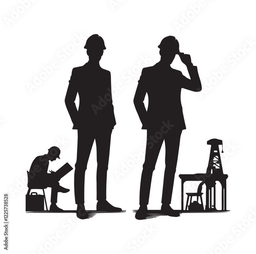 male architect pose silhouette vector illustration