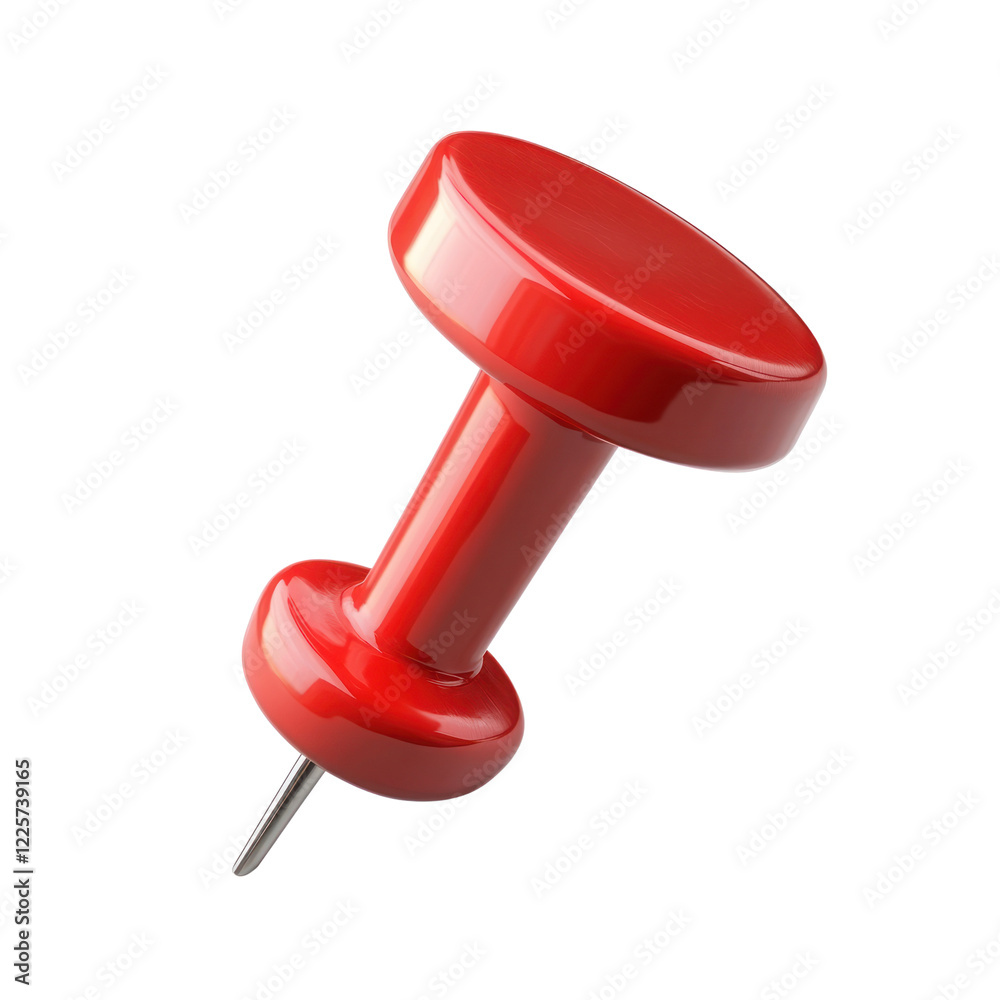 A vibrant red push pin stands upright, ideal for office organization, isolated on a transparent background. PNG A vibrant red push pin stands upright, ideal for office organization, isolated on a transparent background. PNG