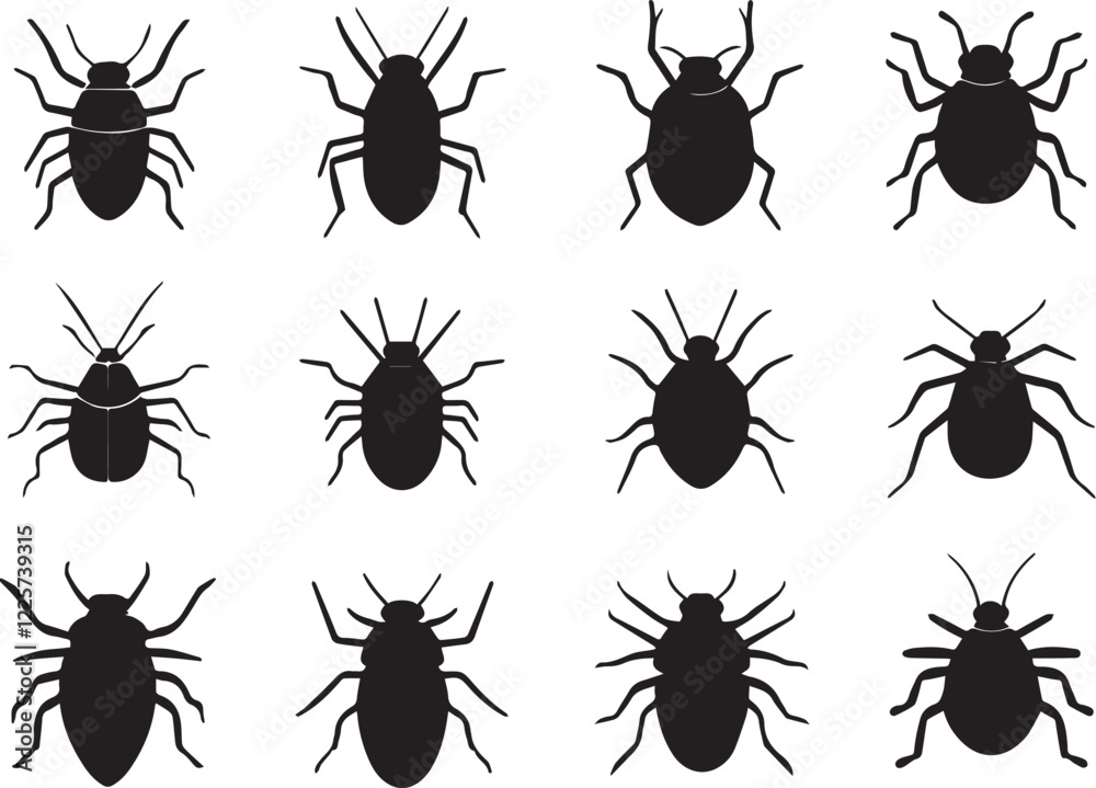 A set of insects silhouettes for flat design. Hand drawn vector illustration A set of insects silhouettes for flat design. Hand drawn vector illustration
