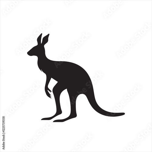 Minimalistic black silhouette icon Kangaroo photo