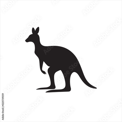 Minimalistic black silhouette icon Kangaroo photo