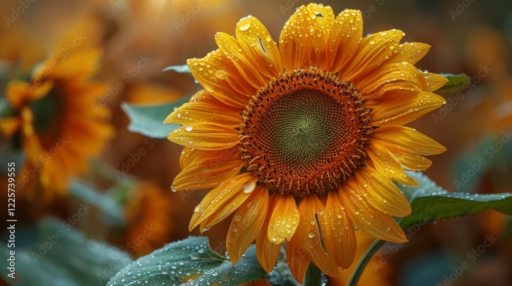 A close up of a yellow flower with droplets of water on it A close up of a yellow flower with droplets of water on it