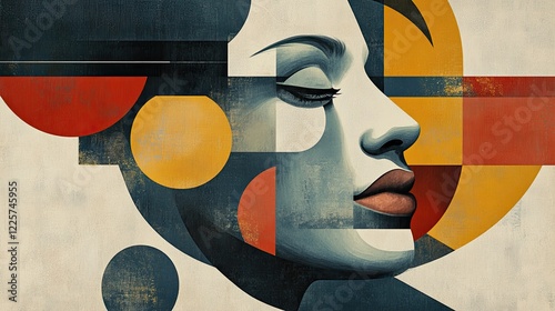 Panel kuchenny z motywem Colorful face background, cubism art style,abstract portrait