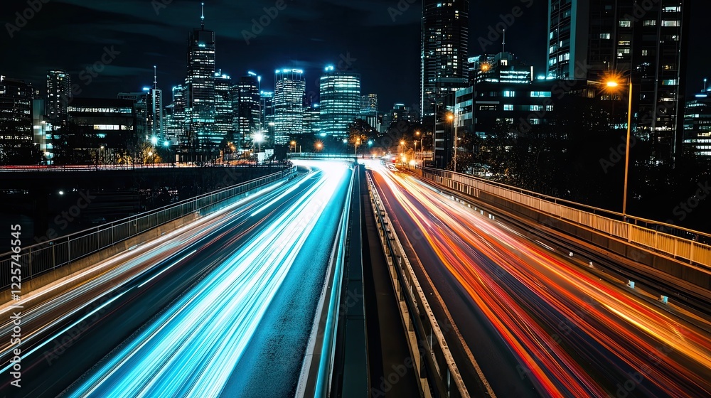 Fototapeta premium nightscape traffic, bridge scene road