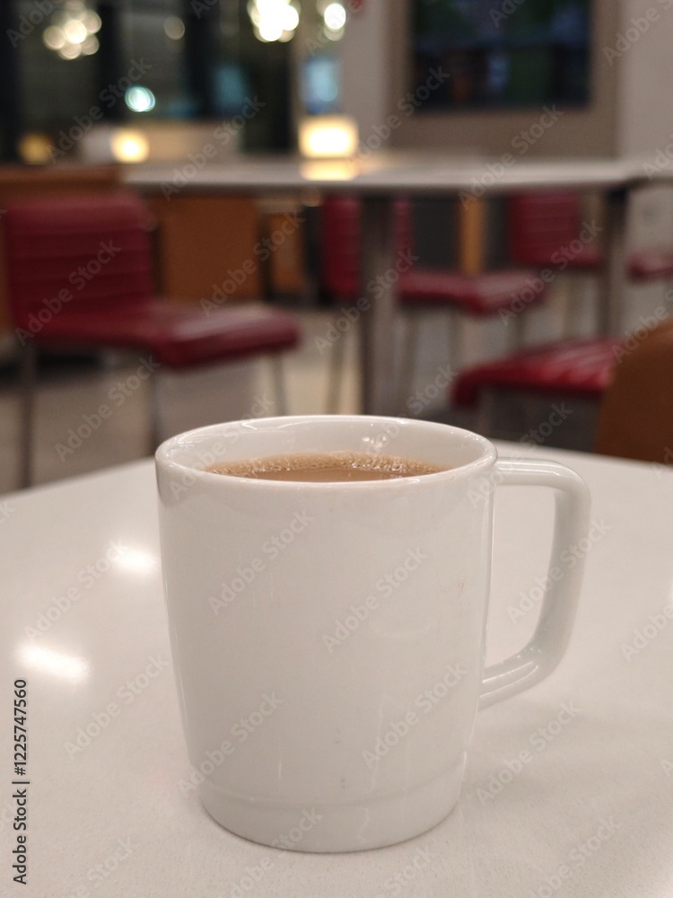 Fototapeta premium Cozy coffee moment captured in a quiet cafe setting during a relaxing afternoon with soft lighting