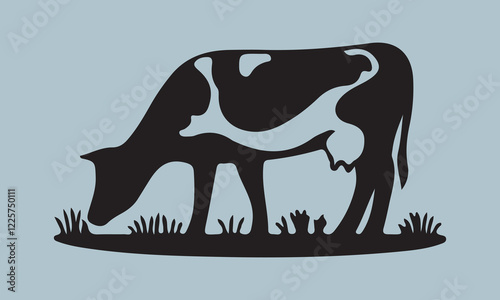 Print create cow silhouette vector style with white background 'illustration, vector, cow, mammal, animal, symbol, black and white, cowboy, drop, gardening, horizontal, horse, lifestyles, rain, seed, 