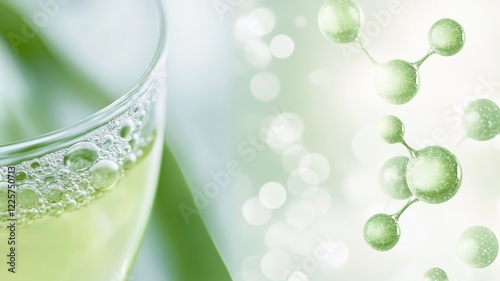 Aloe vera essence and molecular structure for skincare and wellness concepts