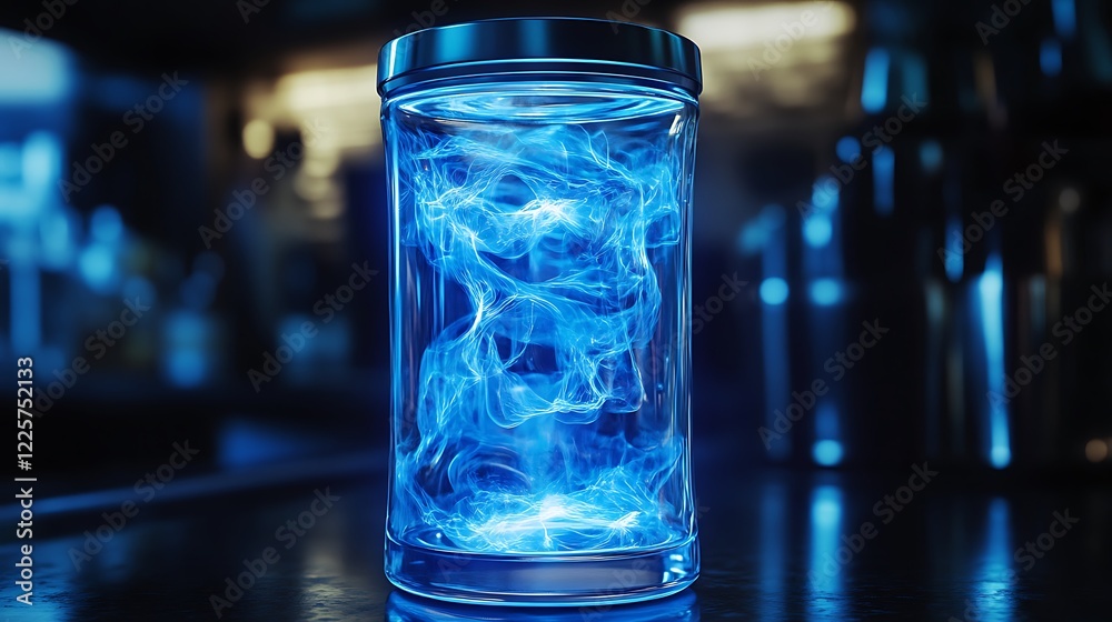 A shaker with a transparent body and glowing rotational movements A shaker with a transparent body and glowing rotational movements