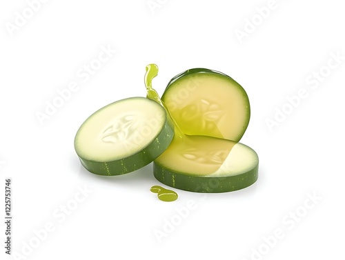 Cucumber lemon splash with green liquid photo