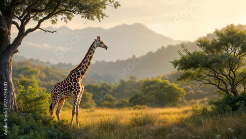  Giraffe in the Savanna
