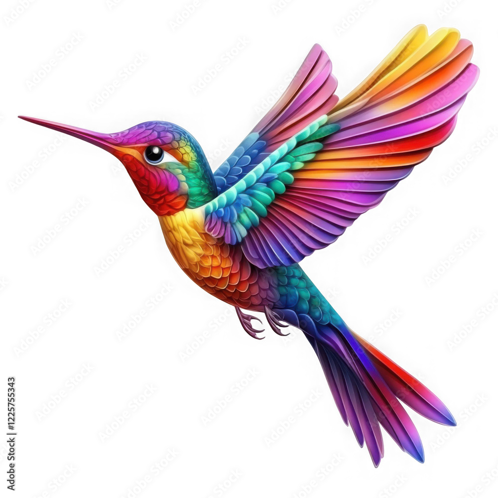 Obraz premium colorful hummingbird isolated on transparent background.