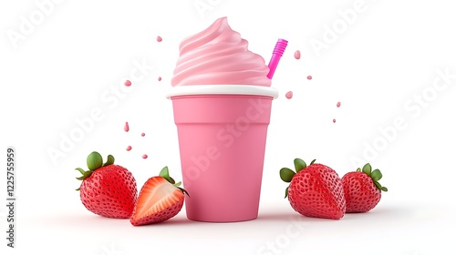 Strawberry yogurt drink splash photo