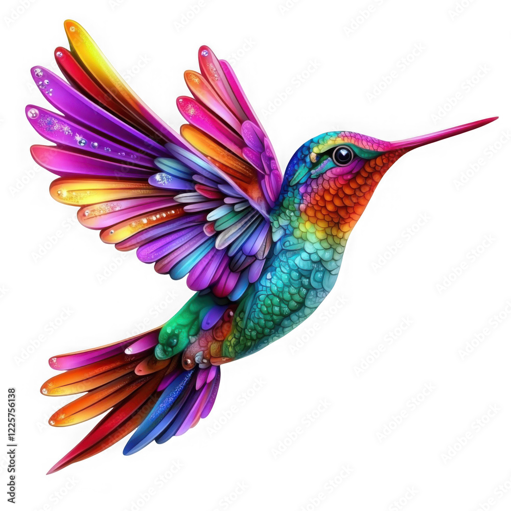 Fototapeta premium colorful hummingbird isolated on transparent background.