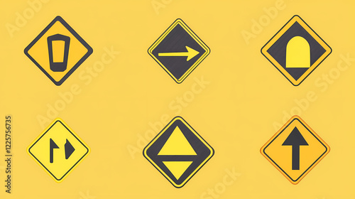 Free Download Yellow traffic signs in various shapes, including diamonds and rectangles, for road safety themes imagine minimalist vector art,. Diamond Path. Illustration - GFXLoad