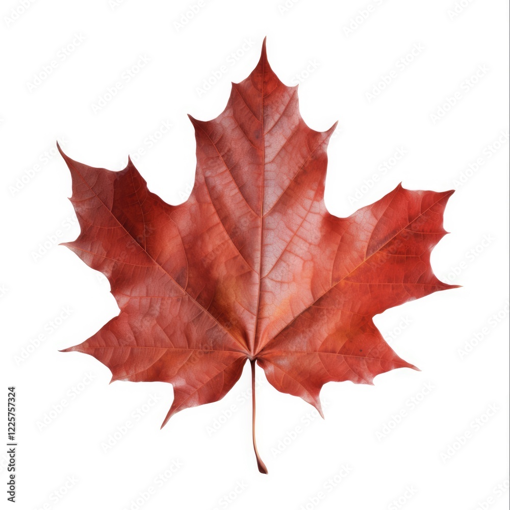 Isolated Red Maple Leaf Cutout - Perfect Autumn/Fall Seasonal Symbol with Vibrant Colours Isolated Red Maple Leaf Cutout - Perfect Autumn/Fall Seasonal Symbol with Vibrant Colours