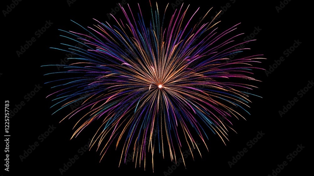 A vibrant display of fireworks lighting up the night sky in celebration. A vibrant display of fireworks lighting up the night sky in celebration.