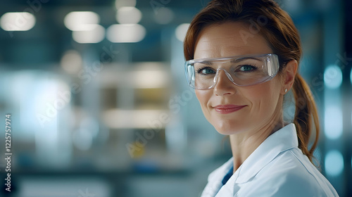 Wallpaper Mural Portrait of a female scientist in a lab coat, professional laboratory setting Torontodigital.ca