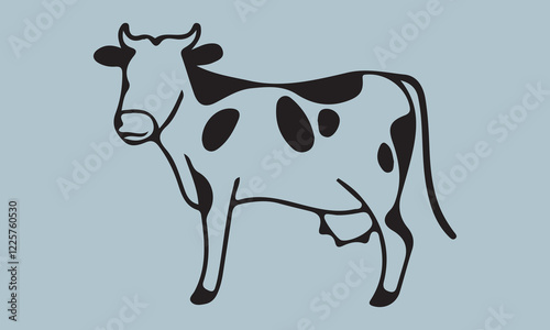 Print create cow silhouette vector style with white background 'illustration, vector, cow, mammal, animal, symbol, black and white, cowboy, drop, gardening, horizontal, horse, lifestyles, rain, seed, 