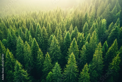 Aerial view of flourishing woodlands. Lush forest scenery showcasing nature’s role in carbon absorption and eco-conscious initiatives for environmentalists and sustainability advocates