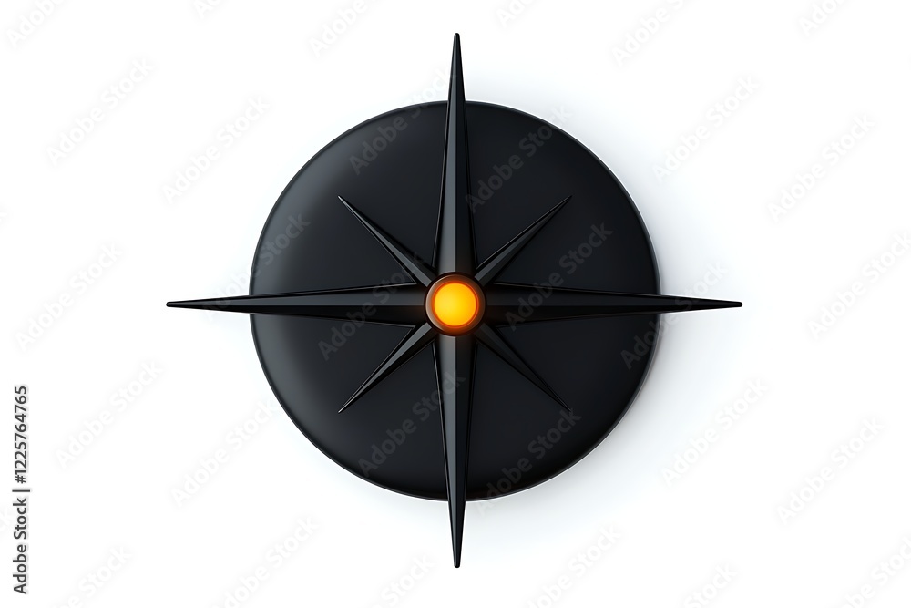 3D Compass Icon with Glowing Needle 3D Compass Icon with Glowing Needle