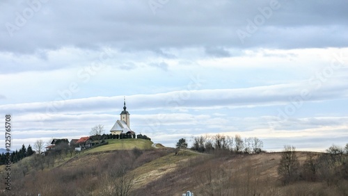 Obraz na płótnie Chape of St. Anthony of Padua on green hill near Zabok city, Croatia, Hrvatsko zagorje, nature background, Sv Antun padovanski w salonie