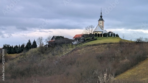 Obraz na płótnie Chapel of St. Anthony of Padua on green hill near Zabok city, Croatia, Hrvatsko zagorje, nature background, Sv Antun padovanski w salonie