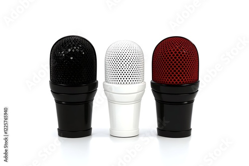 Metallic microphone icon with mesh detailing photo