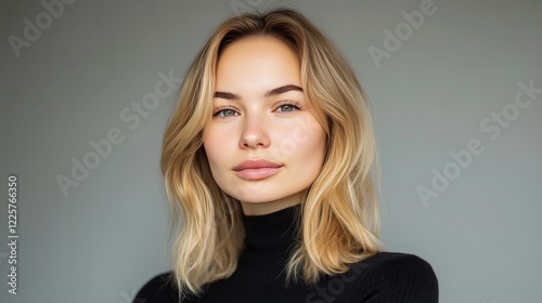 Side view portrait of beautiful young woman with clear face showing perfect cheekbone, nose and lips. Concept of beauty, plastic surgery, face lifting, face building. Banner. Copy space for ad
