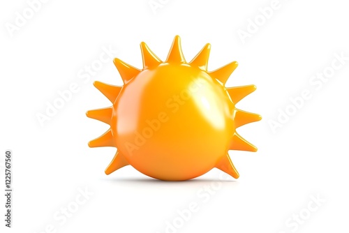 Glowing yellow sun icon with rays photo