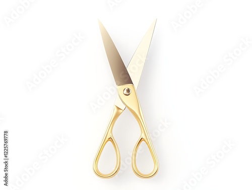 Metallic scissors icon with sharp blades photo