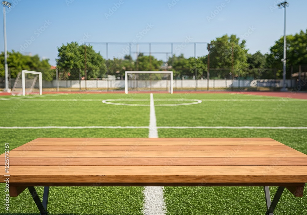 Fototapeta premium Product display table in a football stadium