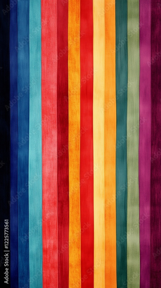 Vibrant striped fabric features neat hues of red, blue, green, and yellow Vibrant striped fabric features neat hues of red, blue, green, and yellow