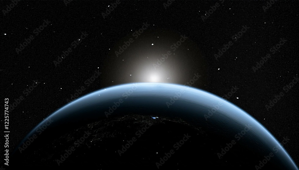 Obraz premium 어두운 하늘을 배경으로 한 행성의 밤 장면