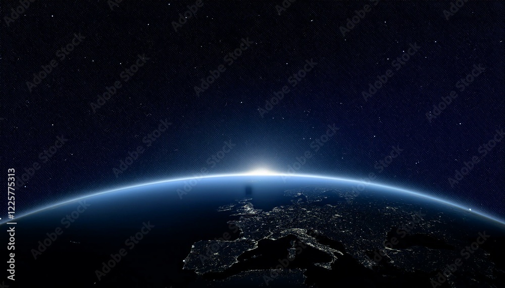 Obraz premium 어두운 하늘을 배경으로 한 행성의 밤 장면