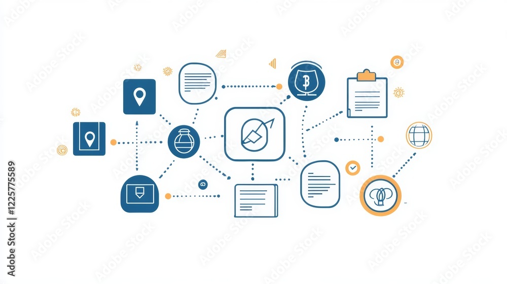 training concept chart with business icons and keywords. training concept chart with business icons and keywords.