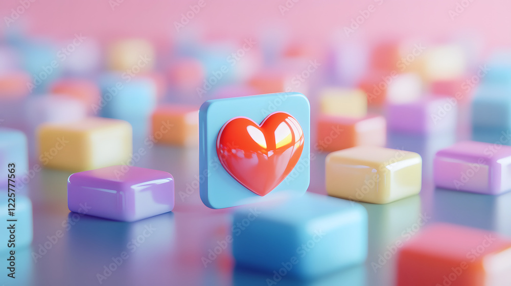 social media like notification icon with heart symbol. Social media success concept - 3d rendering
social media like notification icon with heart symbol. Social media success concept - 3d rendering
