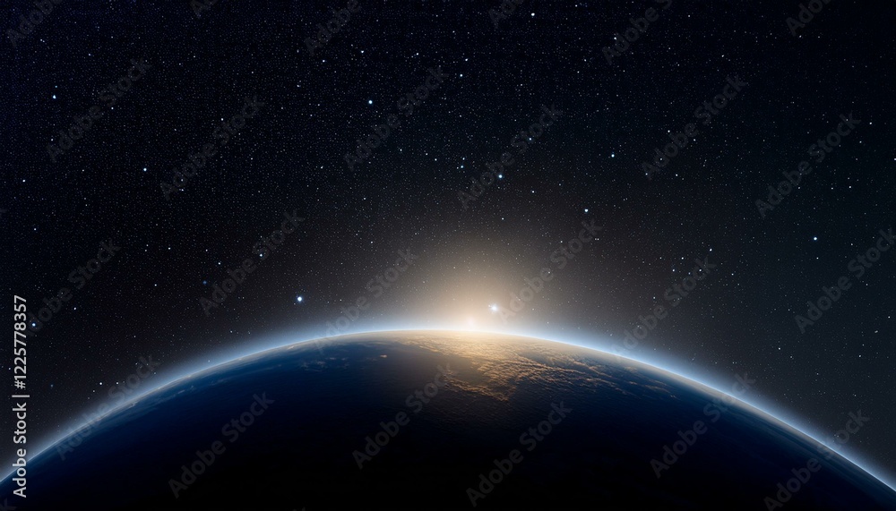 Fototapeta premium 어두운 하늘을 배경으로 한 행성의 밤 장면