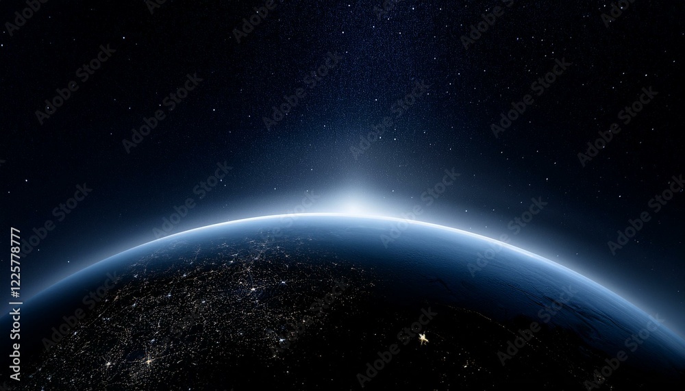 Obraz premium 어두운 하늘을 배경으로 한 행성의 밤 장면