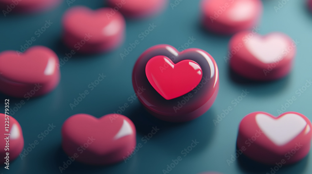 Obraz premium social media like notification icon with heart symbol. Social media success concept - 3d rendering