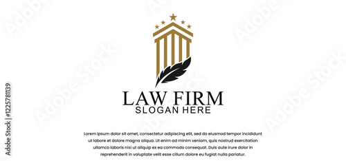 legal logo with the concept of the symbol of the pillar of justice, creative premium for lawyers and law firms