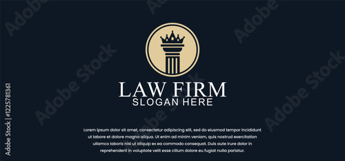 legal logo with the concept of the symbol of the pillar of justice, creative premium for lawyers and law firms