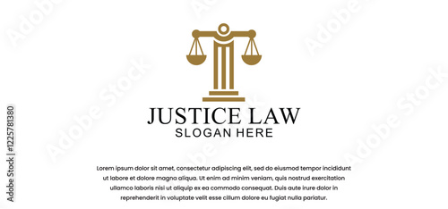 legal logo with the concept of the symbol of the pillar of justice, creative premium for lawyers and law firms