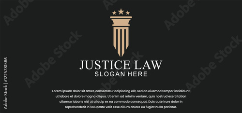 legal logo with the concept of the symbol of the pillar of justice, creative premium for lawyers and law firms