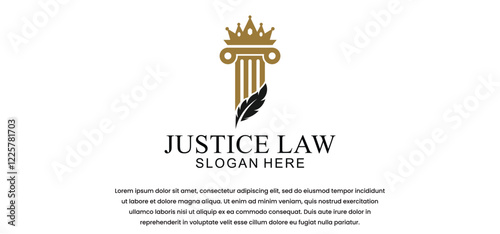 legal logo with the concept of the symbol of the pillar of justice, creative premium for lawyers and law firms
